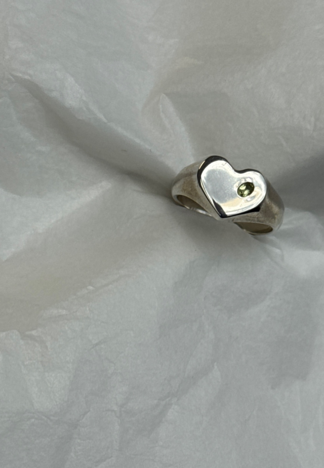Sample Sale - Heart Signet with Oval Peridot
